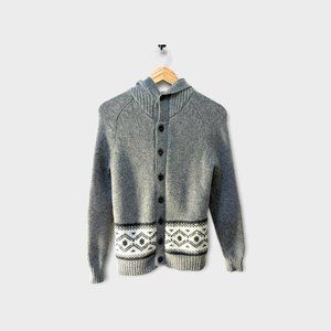 J. Lindeberg Mens Swedish Designer Lambswool Grey Button Down Winter Sweater Sm